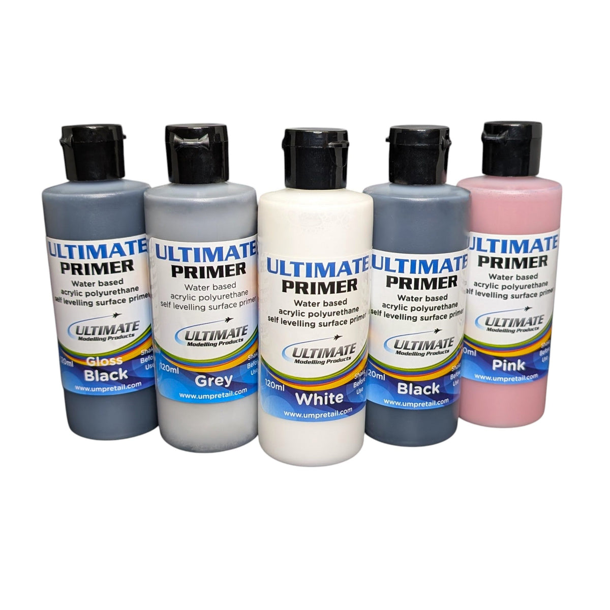 Ultimate Primer - 120ml MEGA Set Black/Grey/White/Gloss Black/Pink