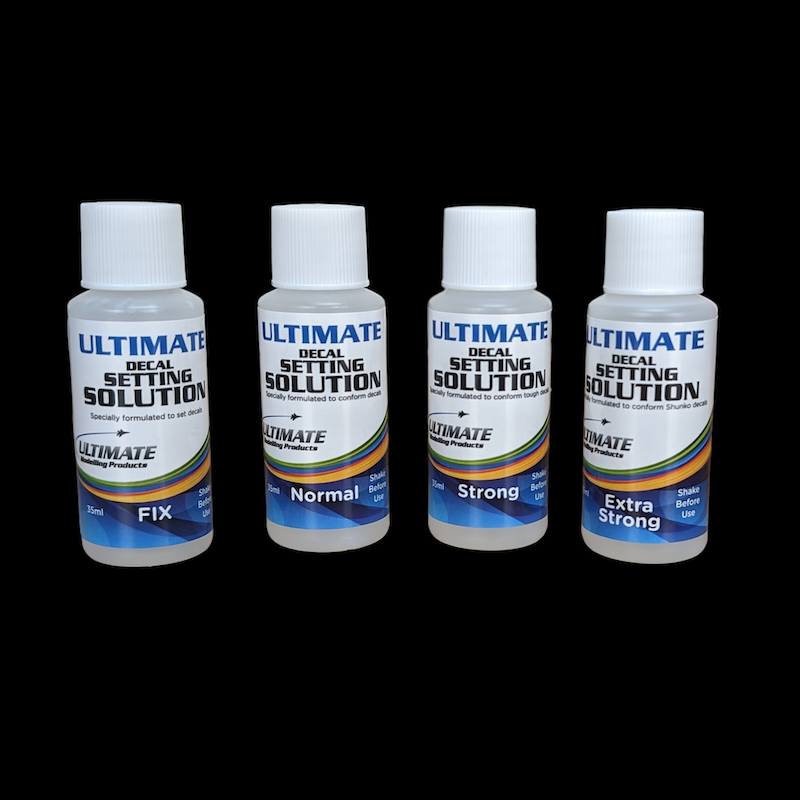 Ultimate Decal Setting Solution GIGA Bundle - Normal, Strong, Extra Strong & FIX (4 bottles) + Holder & Decal Brush